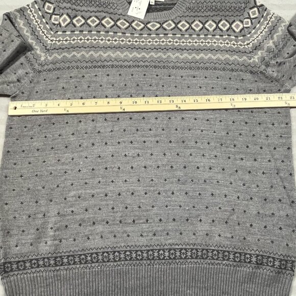 Frank & Oak Sweater Mens 2XL XXL Gray Nordic Fair Isle Wool Blend Crewneck Knit - Picture 5 of 8